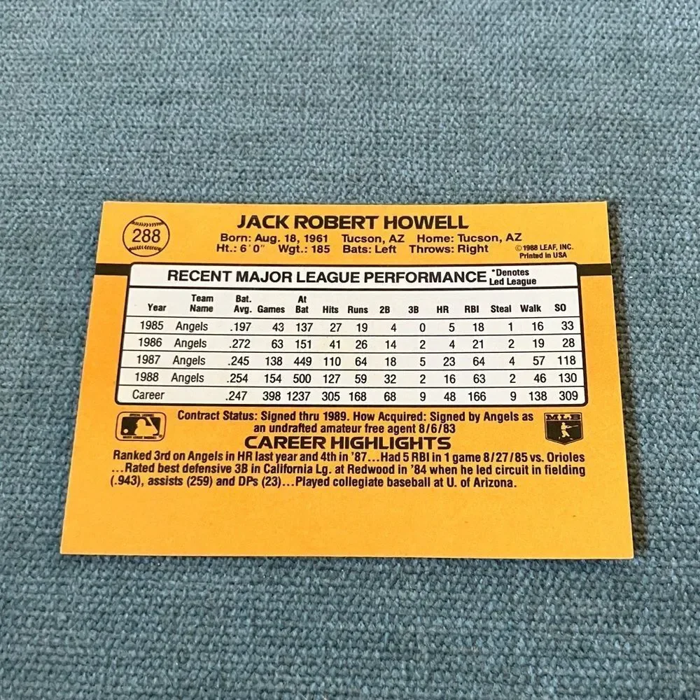 1989 Donruss Anaheim Angels Baseball Card Trading Card